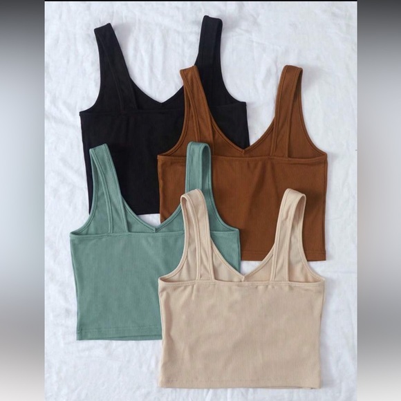 4 pc Solid Color Ribbed Tank Tops - Picture 3 of 7